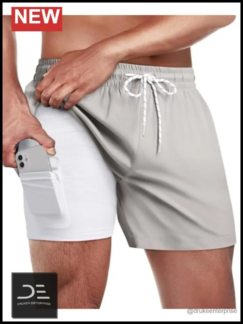 Men's 5in Swim Trunks with Compression Liner Quick Dry Board Shorts